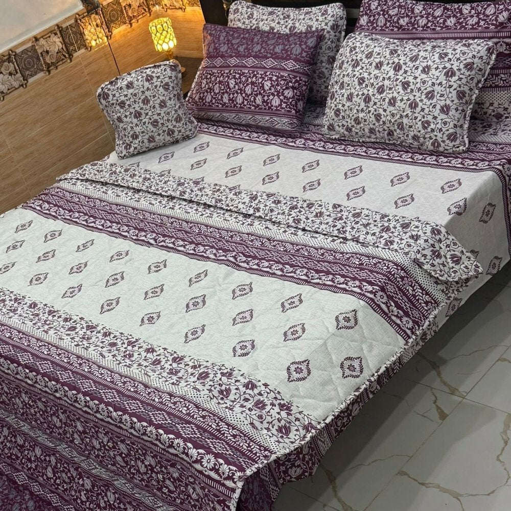 Premium Quality Printed Bedspread with Accessories – 7 Pcs - myhomestore.com.pk