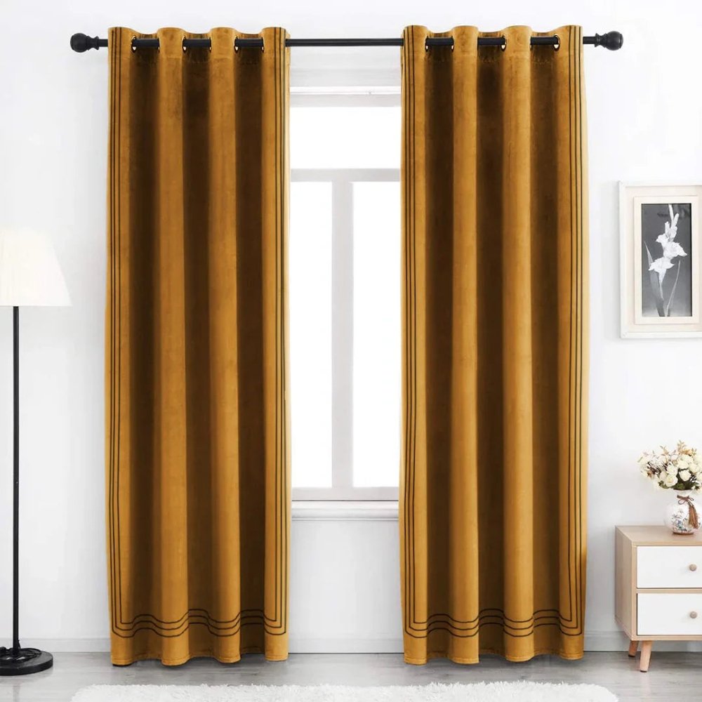 Premium Velvet Curtain With Baratta Embroidery - myhomestore.com.pk