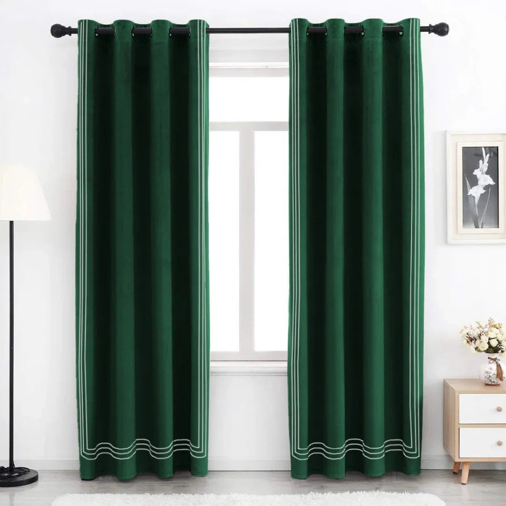 Premium Velvet Curtain With Baratta Embroidery - myhomestore.com.pk