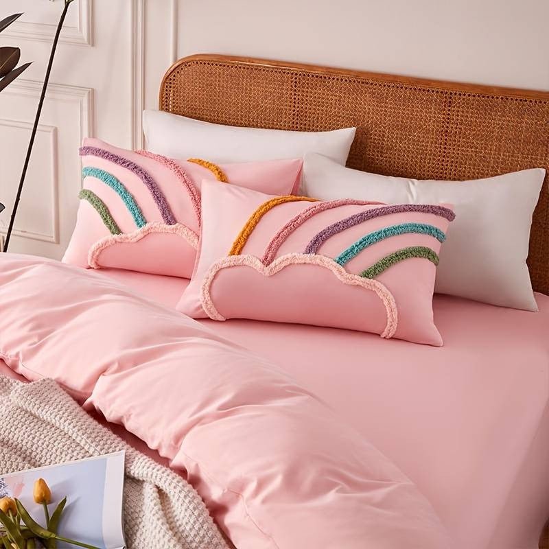Rainbow Cloud Embroidered Duvet Cover Set - myhomestore.com.pk