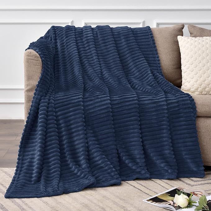 Ribbed Stripe Ultra Soft Fleece Blanket - myhomestore.com.pk