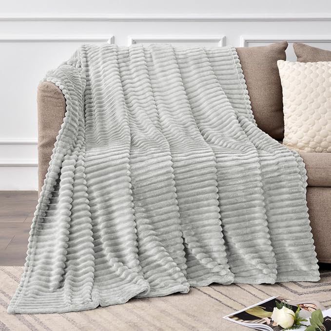 Ribbed Stripe Ultra Soft Fleece Blanket - myhomestore.com.pk