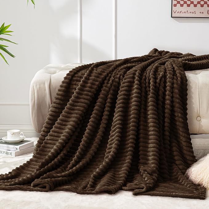Ribbed Stripe Ultra Soft Fleece Blanket - myhomestore.com.pk