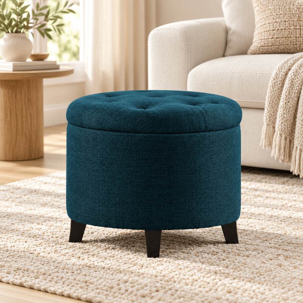 Round Storage Ottoman - myhomestore.com.pk