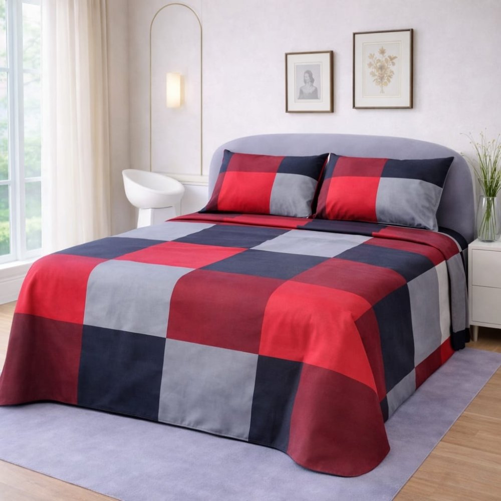 Royal Block Red Printed Bedsheet – King Size Bedding - myhomestore.com.pk
