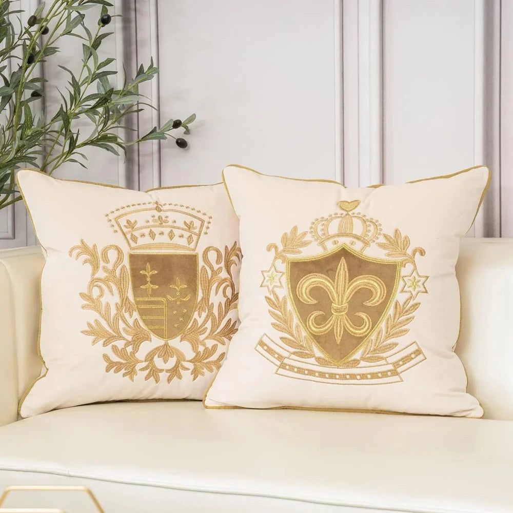 Royal Crest Embroidered Cushion Cover Style 1 - myhomestore.com.pk
