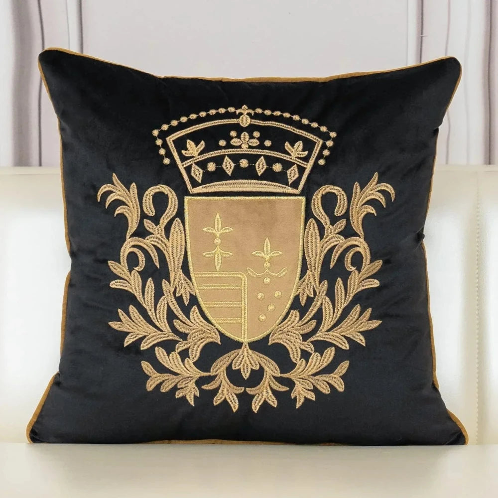 Royal Crest Embroidered Cushion Cover Style 2 - myhomestore.com.pk