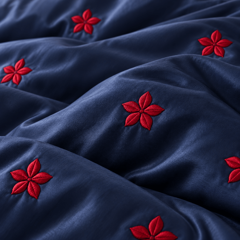 Royal Crimson Navy Blue Embroidered Bedding Set - myhomestore.com.pk