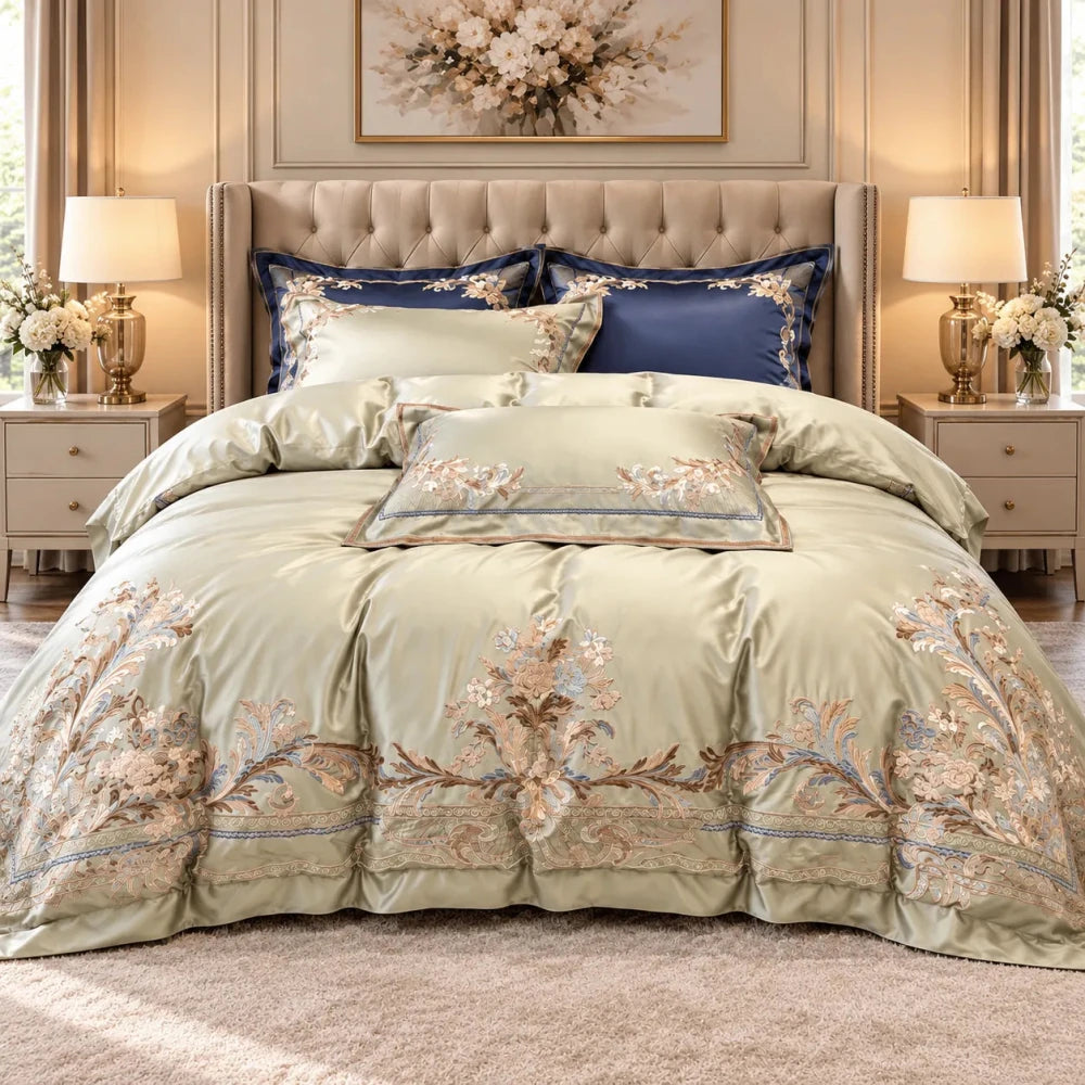Royal Pistachio Exquisite Embroidery Duvet Set - myhomestore.com.pk