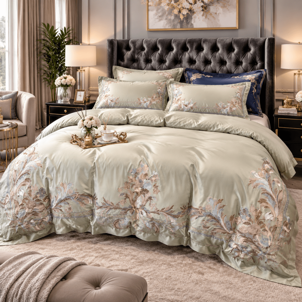 Royal Pistachio Exquisite Embroidery Duvet Set - myhomestore.com.pk