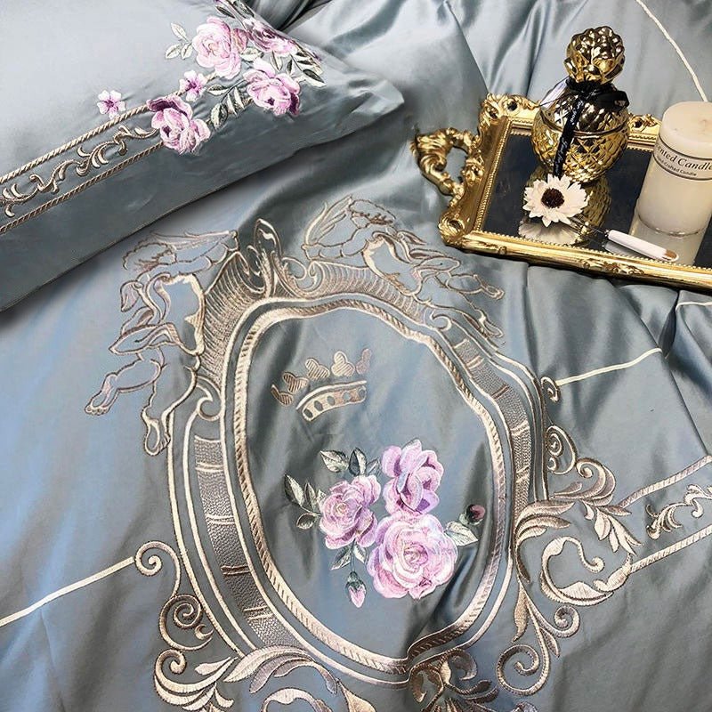 Royal Rose French Style Embroidery Duvet Set - myhomestore.com.pk