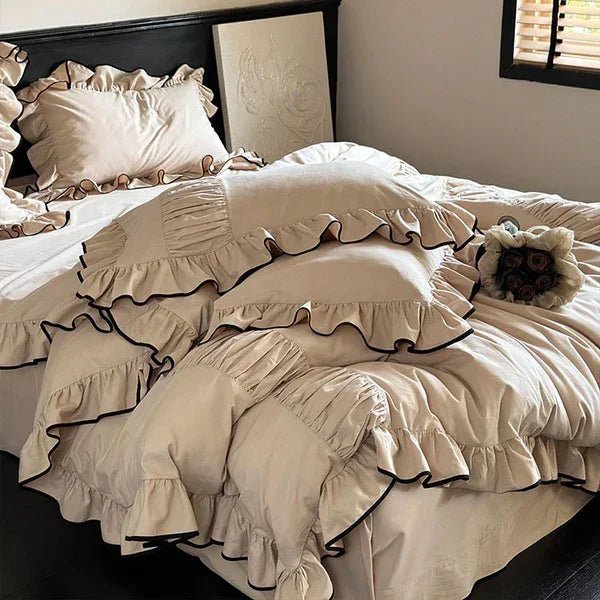 Ruffle Cotton Lace Duvet Set - myhomestore.com.pk