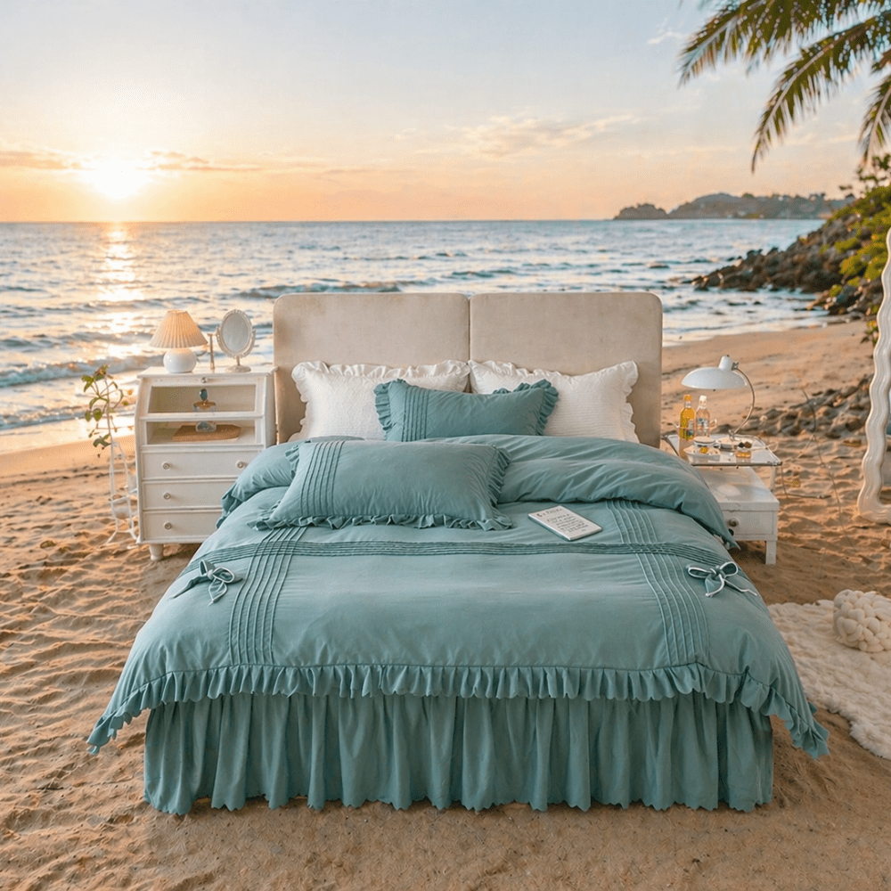 Ruffle With Pleat Duvet Set - myhomestore.com.pk