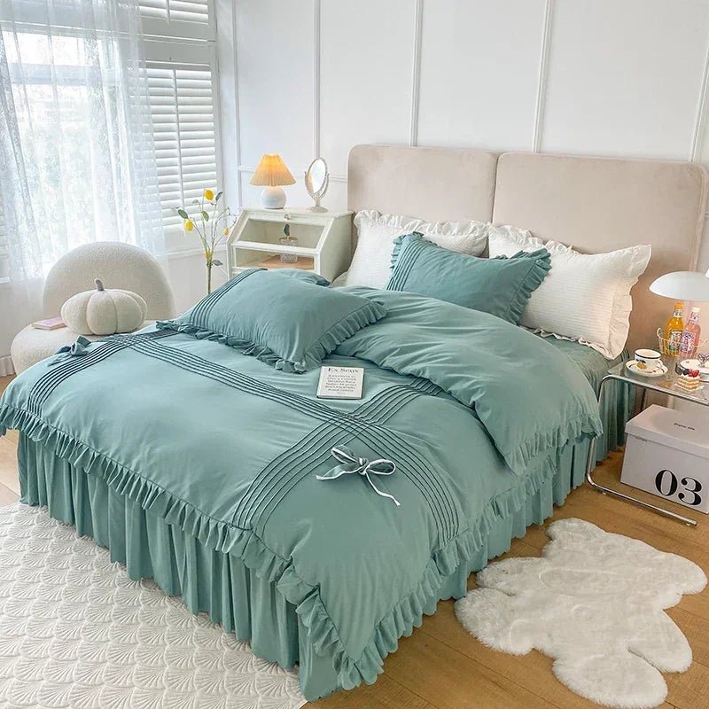 Ruffle With Pleat Duvet Set - myhomestore.com.pk