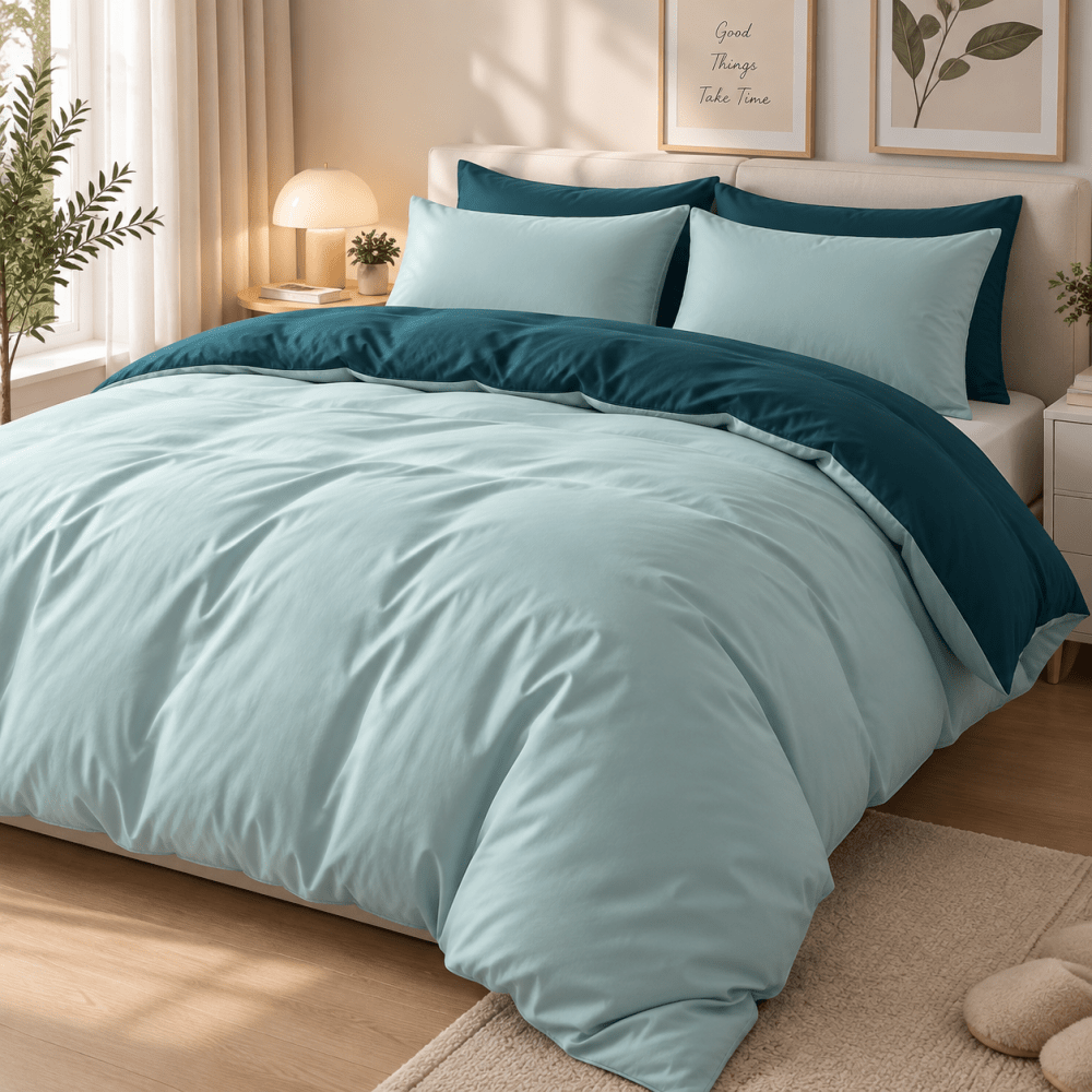 Sage Green & Beige Luxury Duvet Set - myhomestore.com.pk