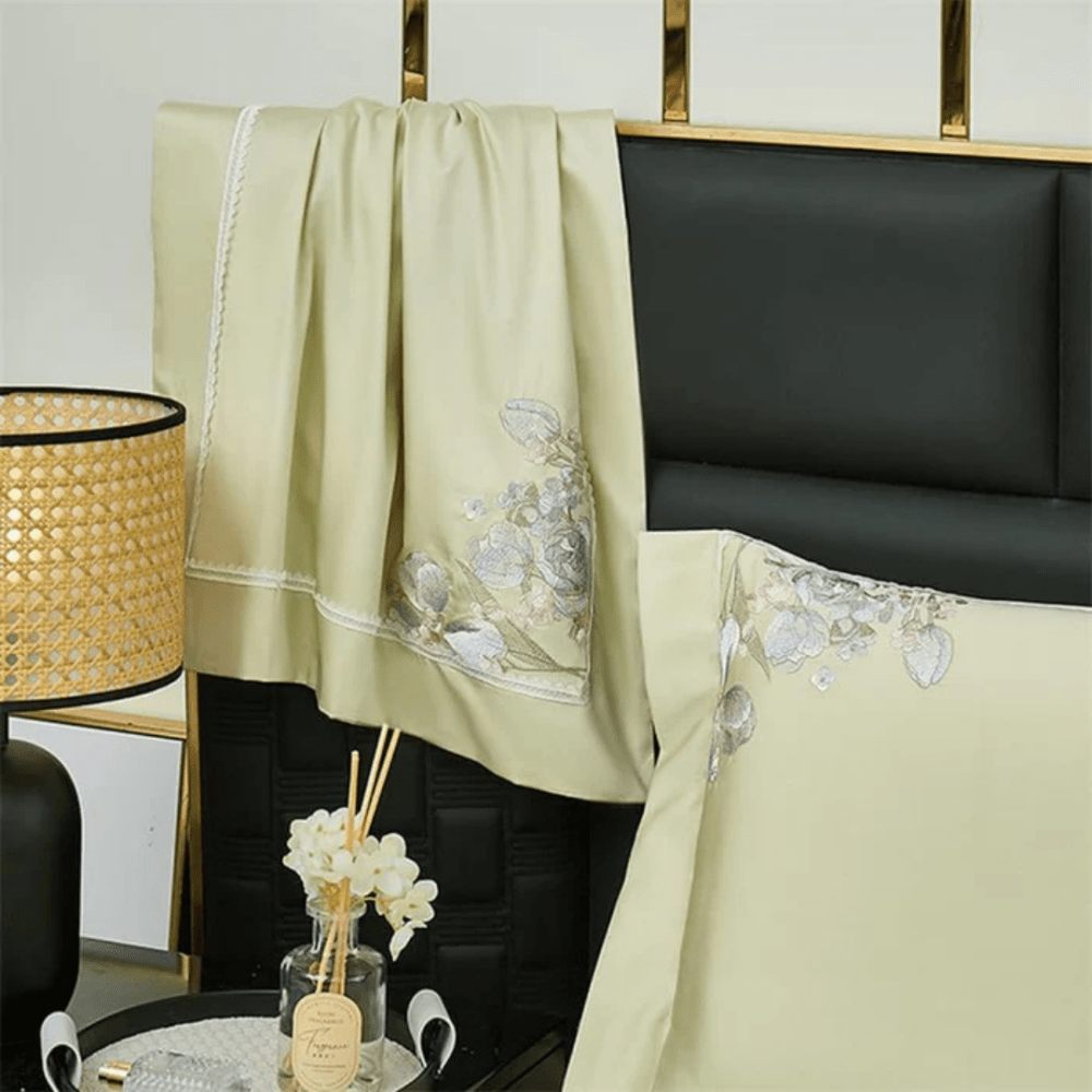 Sage Green Embroidered Duvet Cover Set with Pillowcases - myhomestore.com.pk