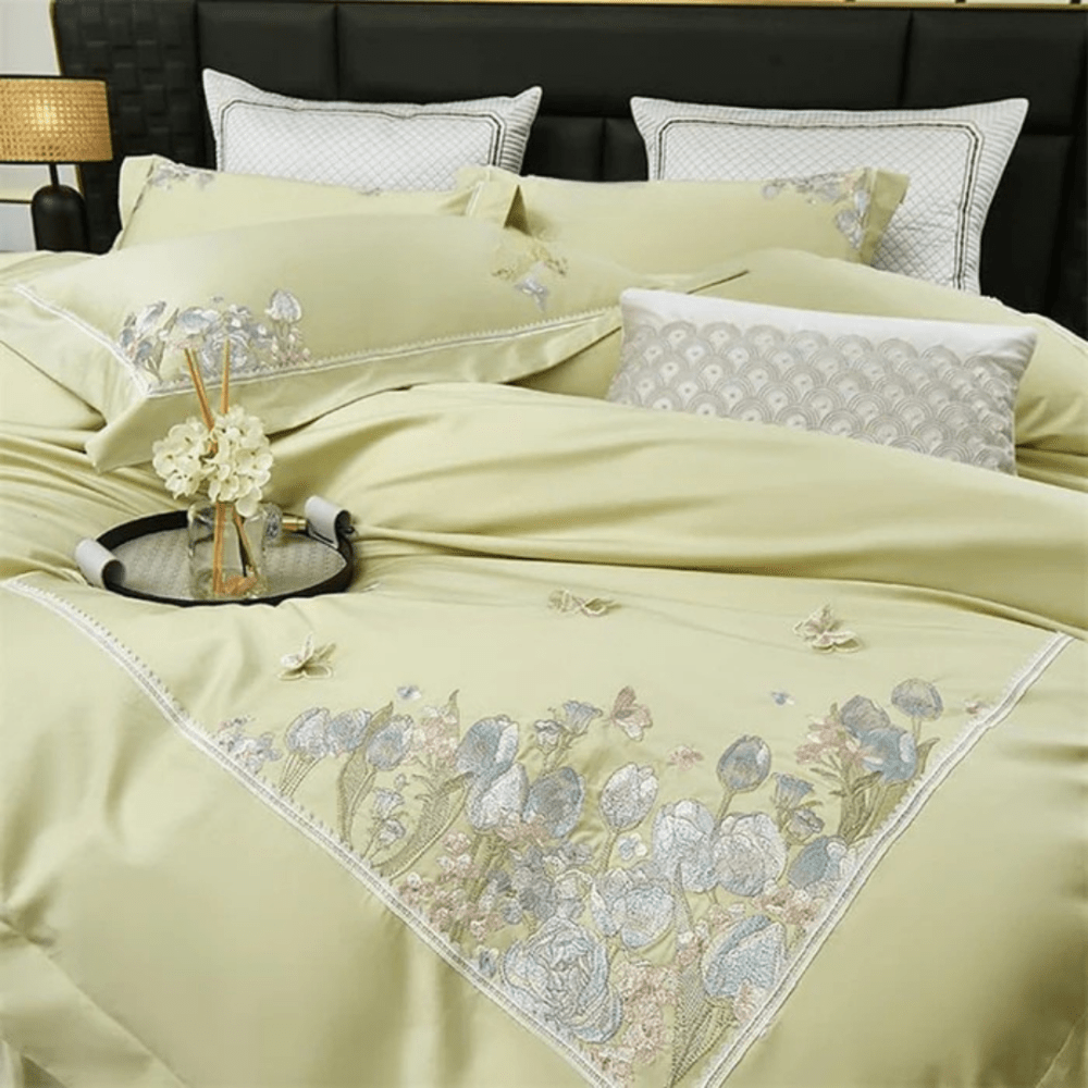 Sage Green Embroidered Duvet Cover Set with Pillowcases - myhomestore.com.pk