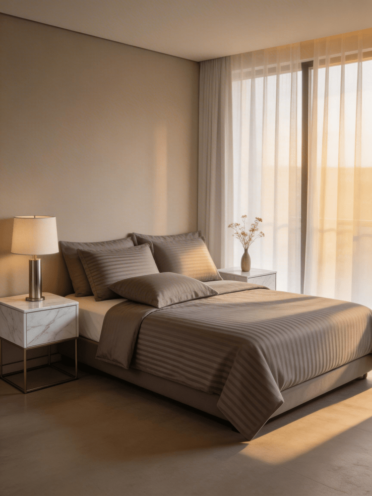 Satin Stripe Duvet Set Narrow Lines - myhomestore.com.pk