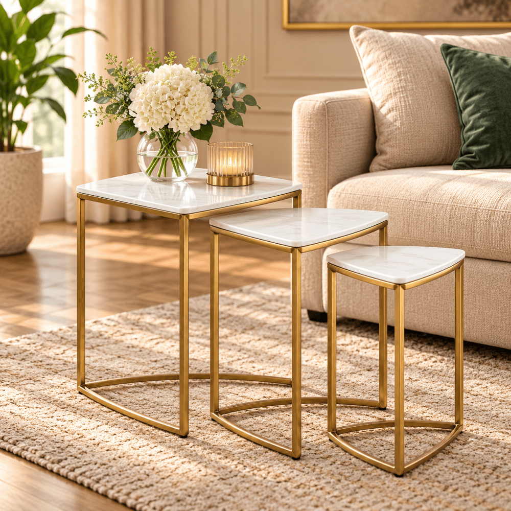 Side Table Serving Table Accent Table Nesting Table End Table Tri Edge Nesting Table - myhomestore.com.pk