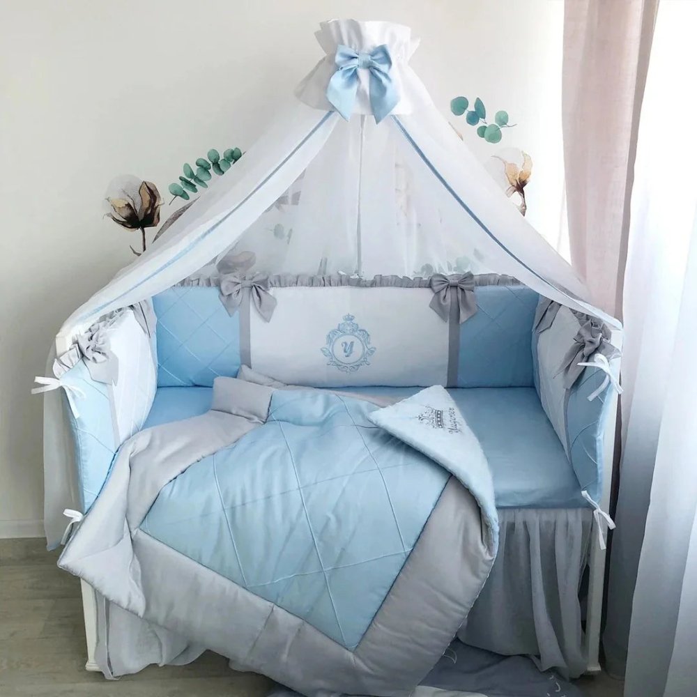 Sky Blue Baby Cot Set - myhomestore.com.pk