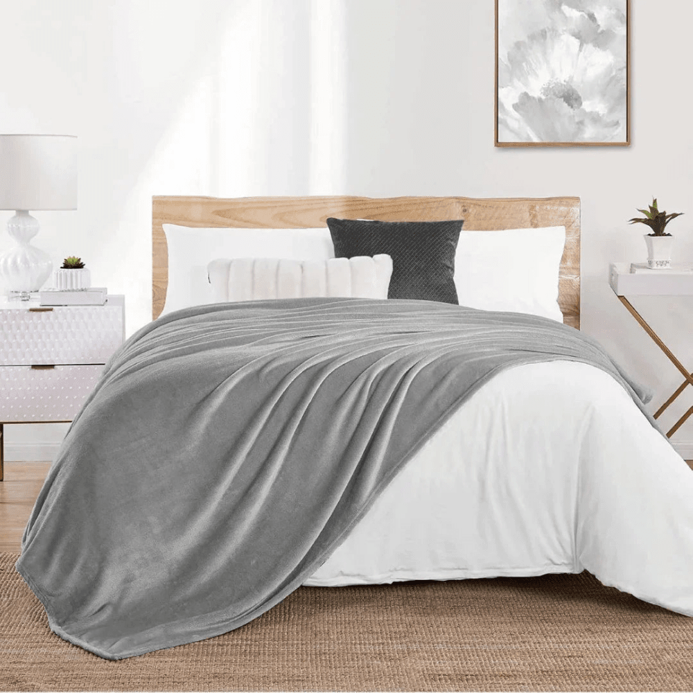 Soft Flannel Fleece Blanket In Beige - myhomestore.com.pk