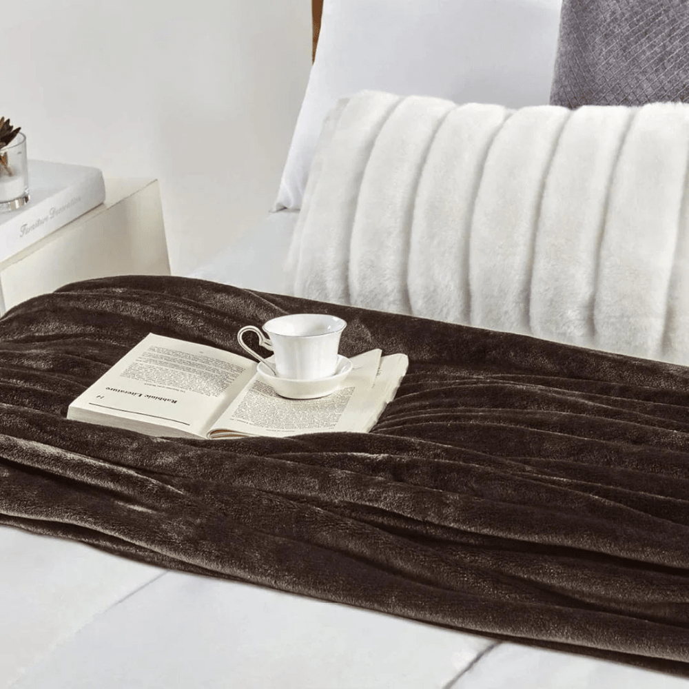 Soft Flannel Fleece Blanket In Brown - myhomestore.com.pk