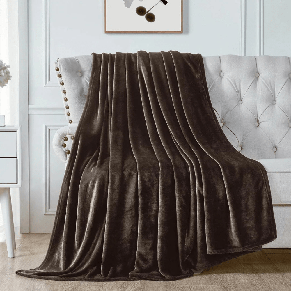Soft Flannel Fleece Blanket In Brown - myhomestore.com.pk