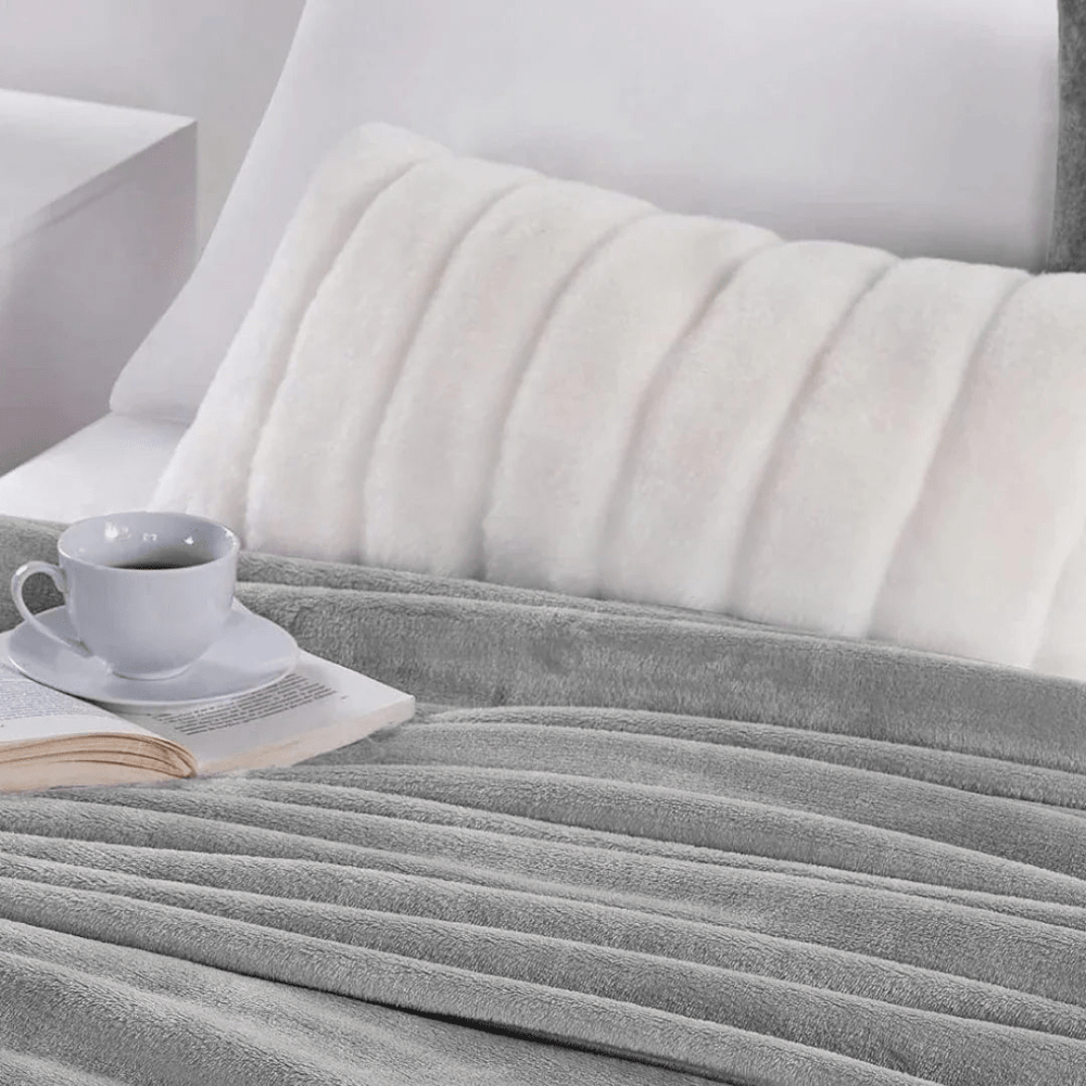 Soft Flannel Fleece Blanket In Gray - myhomestore.com.pk