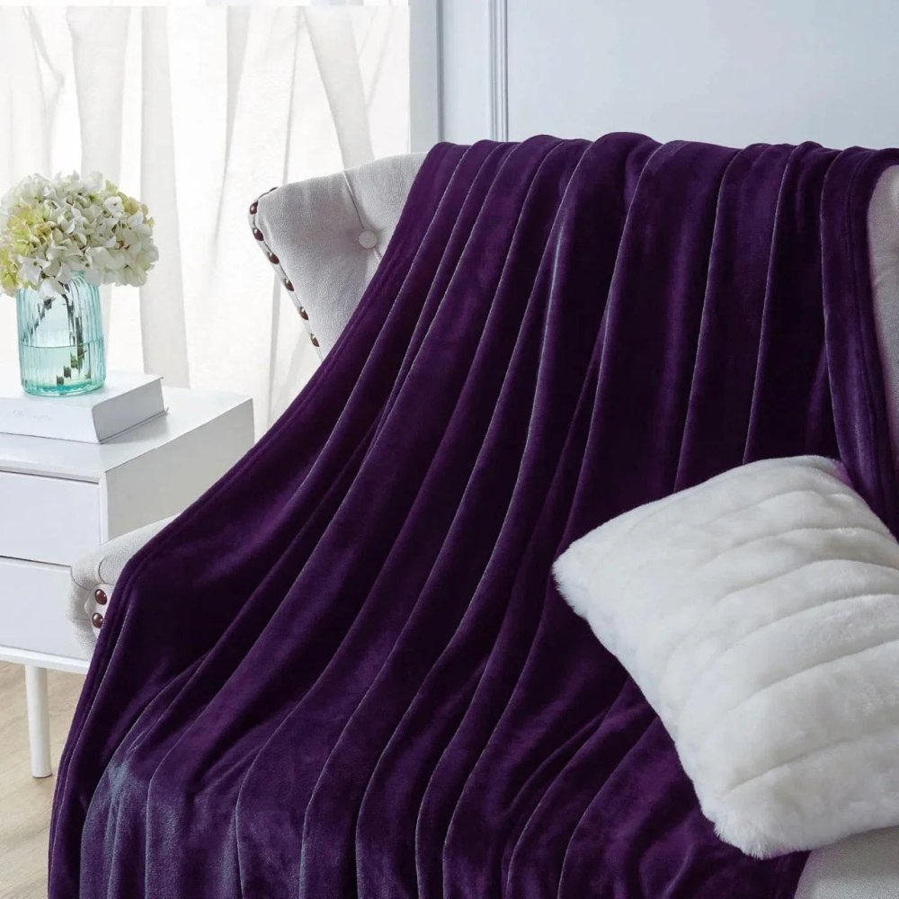 Soft Flannel Fleece Blanket In purple - myhomestore.com.pk