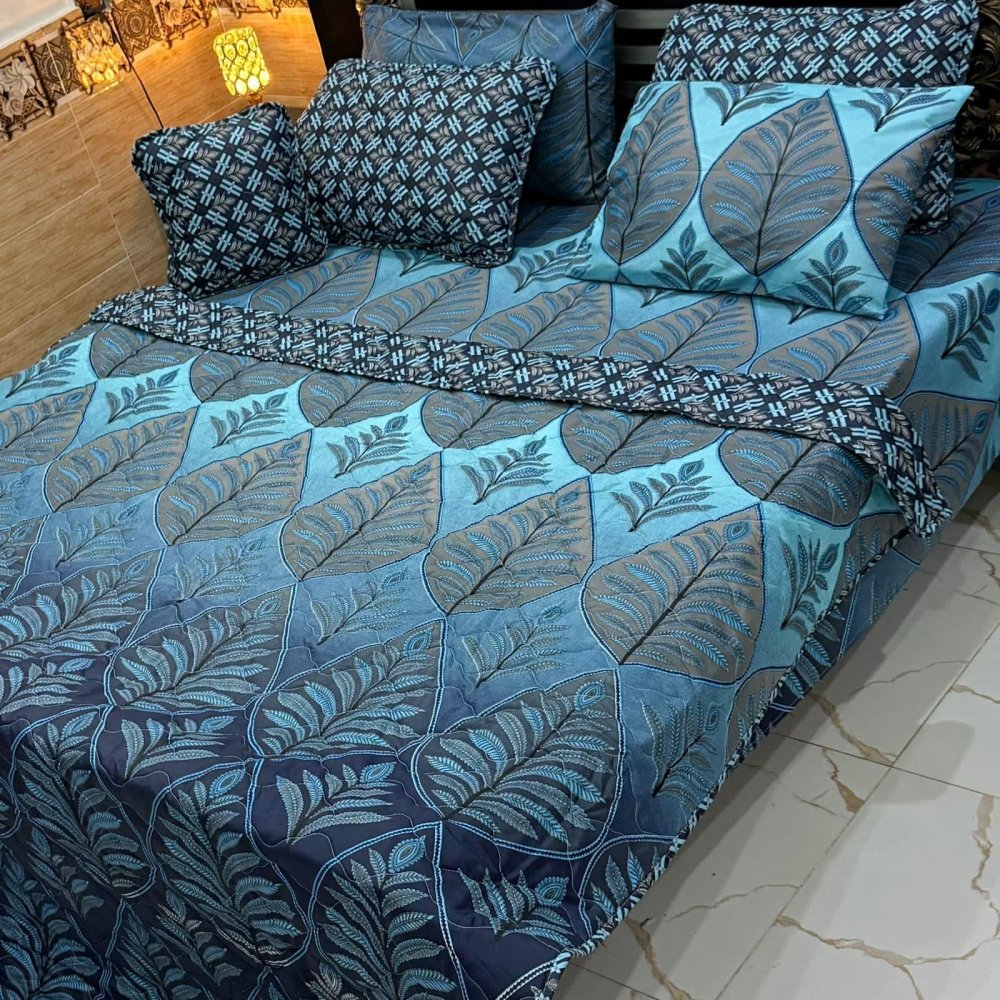 Soft Luxury Printed Bedspread Bedding – 7 Pcs - myhomestore.com.pk