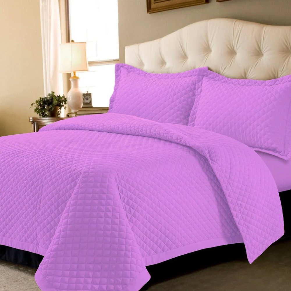 Soft Purple Diamond Pattern Bedspread Collection - myhomestore.com.pk