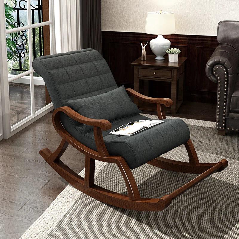 Solid Wood Rocking Chair with Memory Foam Cushion - myhomestore.com.pk