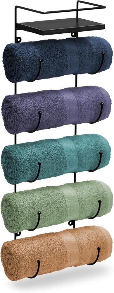 Sorbus Wall Mounted Towel Rack – Space - Saving Metal Towel Holder for Rolled Bath Towels - myhomestore.com.pk