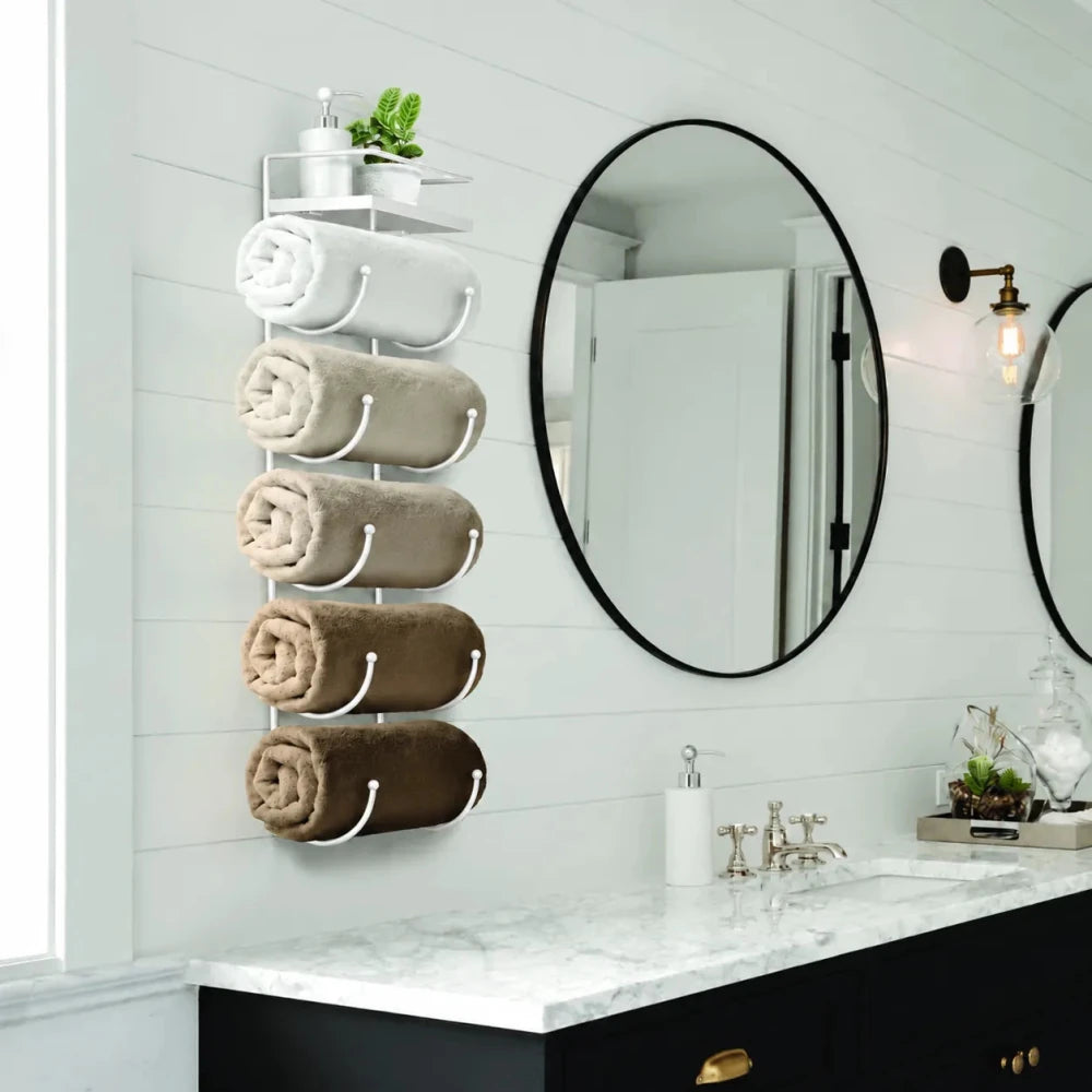 Sorbus Wall Mounted Towel Rack – Space-Saving Metal Towel Holder for Rolled Bath Towels - myhomestore.com.pk