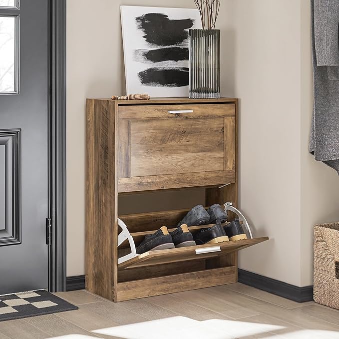 Space - Saving Shoe Cabinet with Dual Tilt - Out Compartments - myhomestore.com.pk
