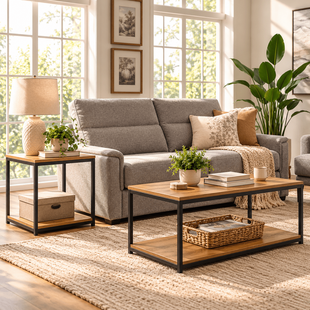 Table with Iron Frame - Stylish & Sturdy Design - myhomestore.com.pk