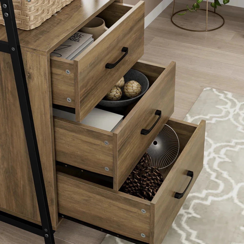 Tall Office Storage Bookshelf – Wood Shelves with Sturdy Metal Frame | Space - Saving Organizer - myhomestore.com.pk