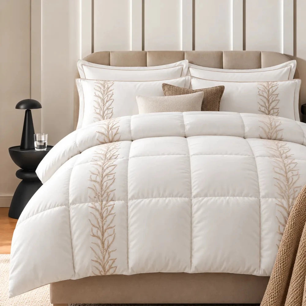Timeless Leaf Embroidered Comforter - King - myhomestore.com.pk
