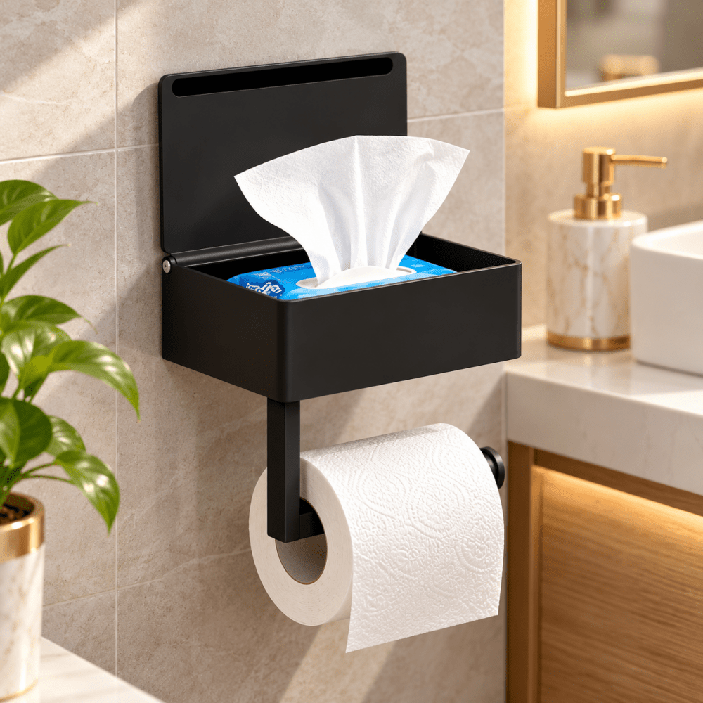 Toilet Paper Holder with Shelf - myhomestore.com.pk