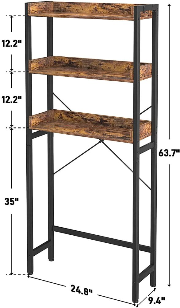 Toilet Storage Rack, 3 - Tier Bathroom Organizer Shelf Over Toilet, Freestanding Space Saver Toilet Stands - myhomestore.com.pk