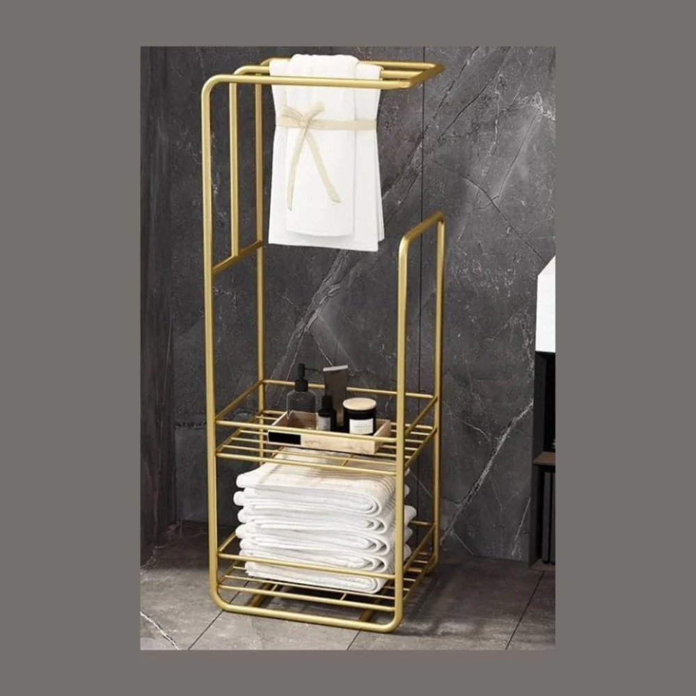 Towel Stand With Storage Shelf For Bathroom - myhomestore.com.pk