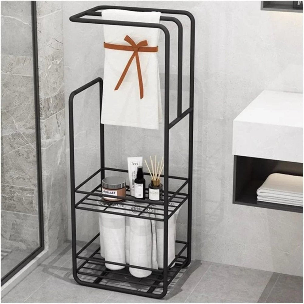 Towel Stand With Storage Shelf For Bathroom - myhomestore.com.pk