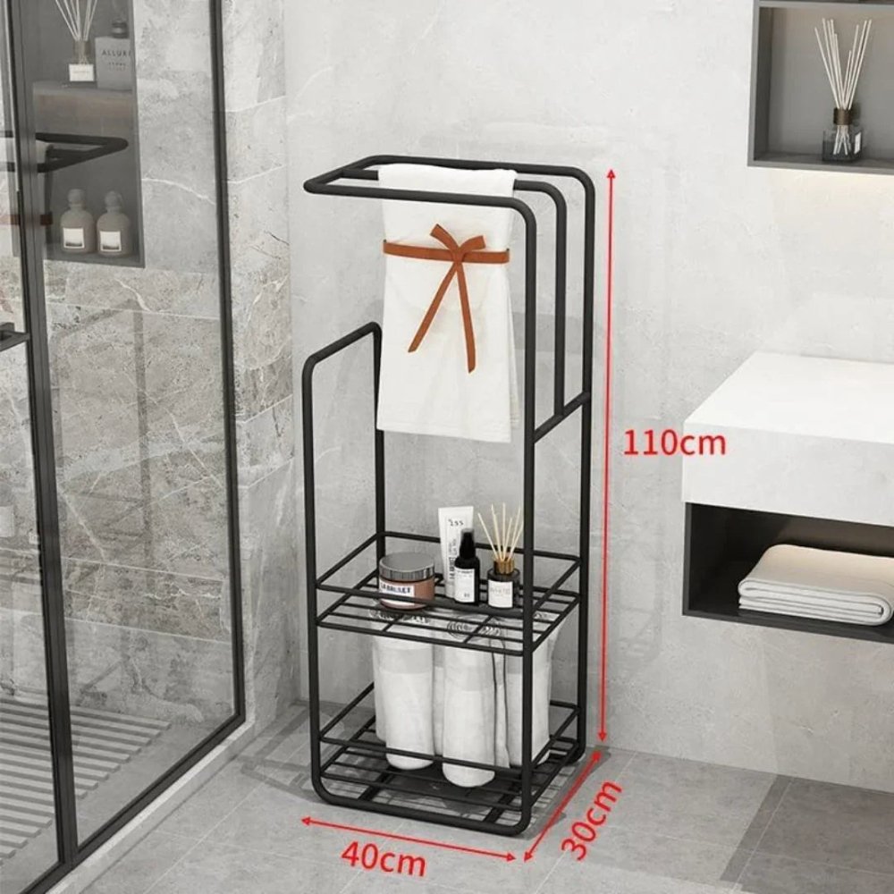 Towel Stand With Storage Shelf For Bathroom - myhomestore.com.pk