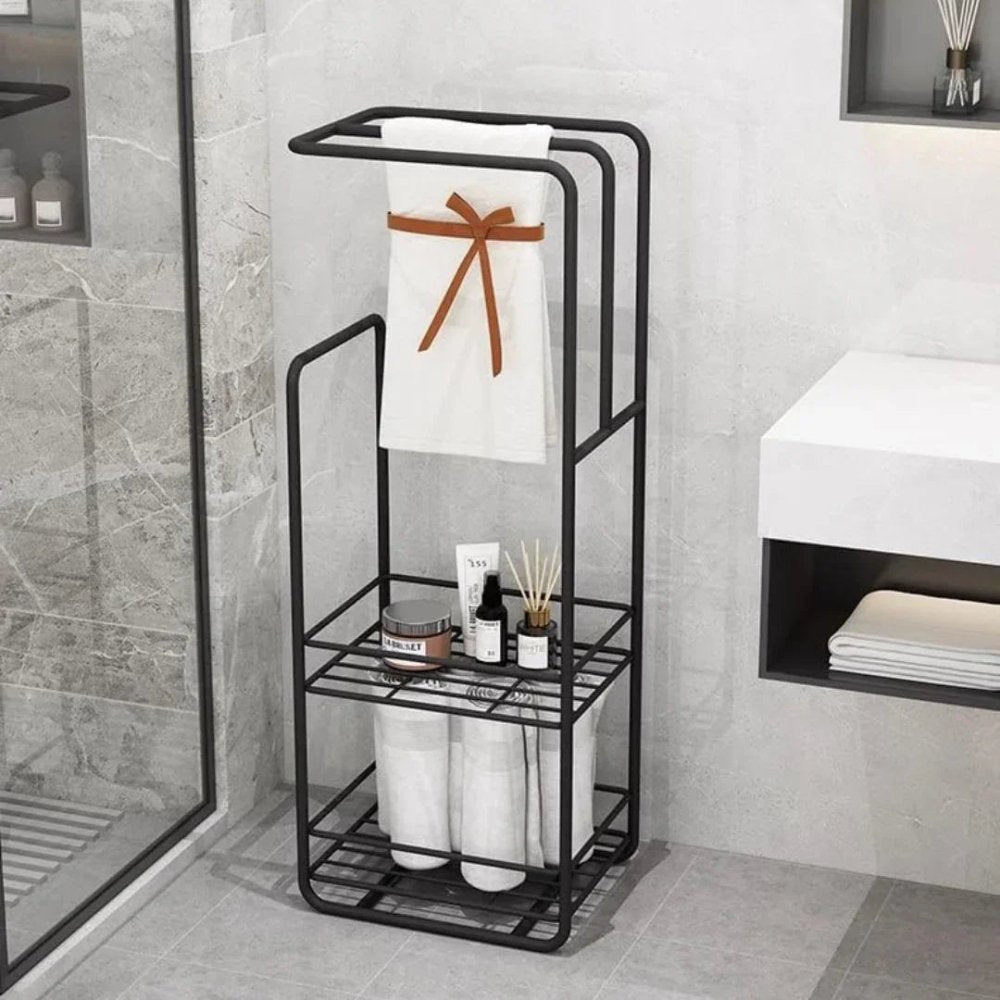 Towel Stand With Storage Shelf For Bathroom - myhomestore.com.pk