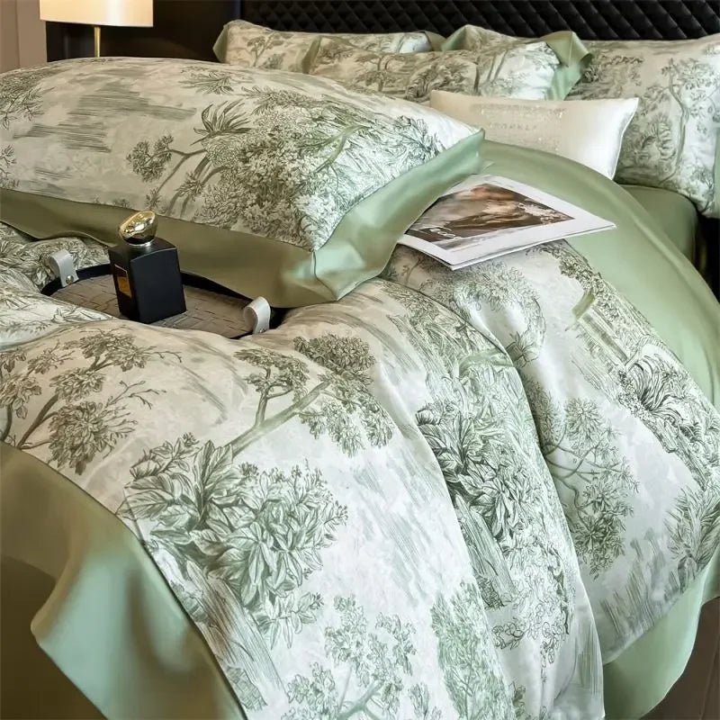 Tropical Forest Plant Printed Bedding Duvet Set - myhomestore.com.pk