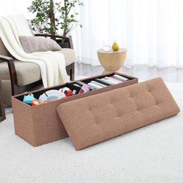 Tufted Linen Storage Ottoman Bench - myhomestore.com.pk