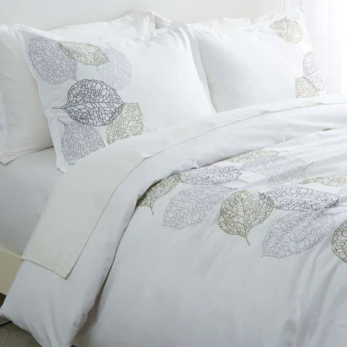 Turning Leaf Embroidery Duvet Set - myhomestore.com.pk
