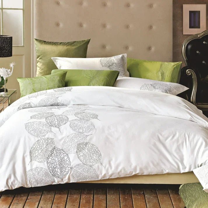 Turning Leaf Embroidery Duvet Set - myhomestore.com.pk