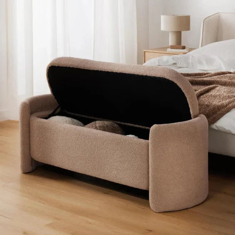 Upholstered teddy bench with storage space - myhomestore.com.pk