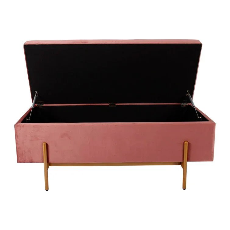Velvet Rectangle Footstool Ottoman with Storage - myhomestore.com.pk